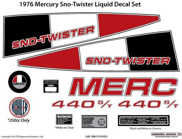 1976 Mercury Sno Twister Liquid Decal Set