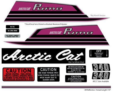 1971 Arctic Cat Puma Big Mouth Decal Kit - Main Image