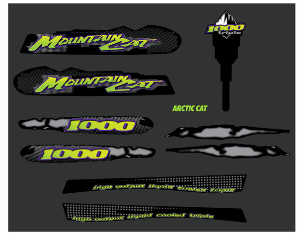 2002 Arctic Cat Mountain Cat 1000 Triple Hood Decal Kit