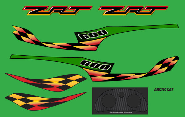 2000 Arctic Cat ZRT 600 Green Hood Edition Decals