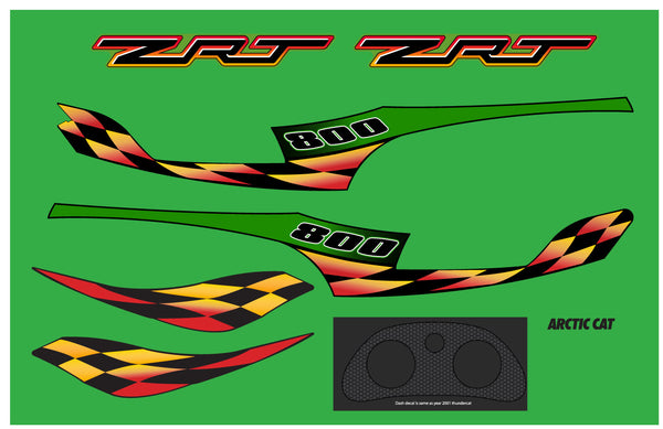 2000 Arctic Cat ZRT 800 Green Hood Edition Decals