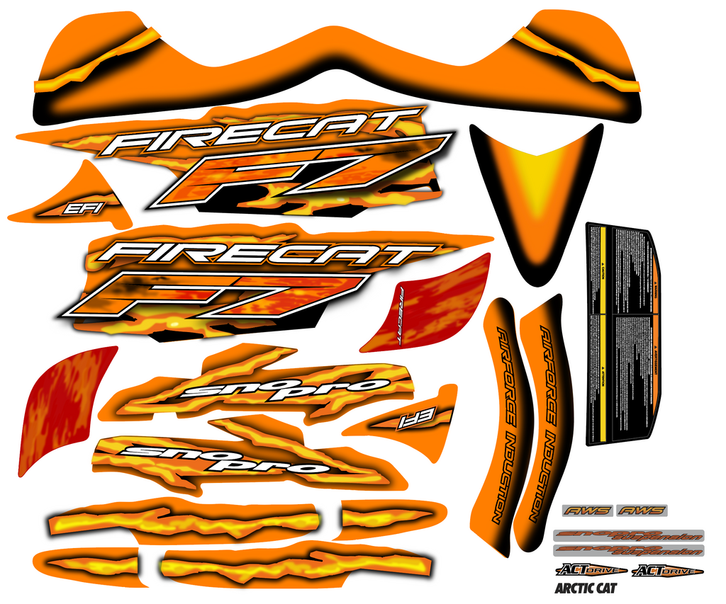 Furuta シール 2005 Firecat F7 EFI Sno Pro Orange Decals – The Sled Printer