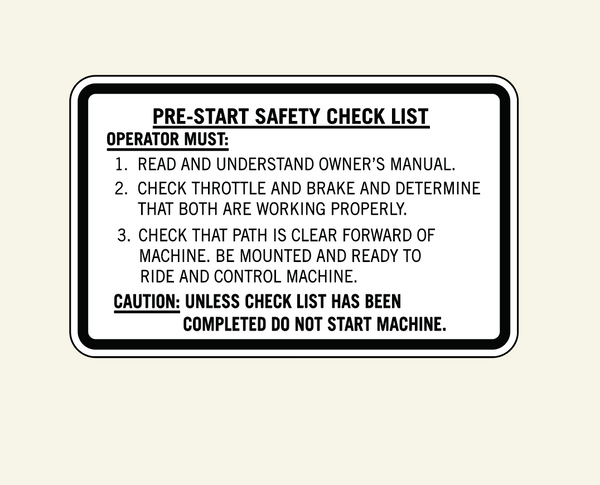 1971-73 Polaris Safety Check List Black