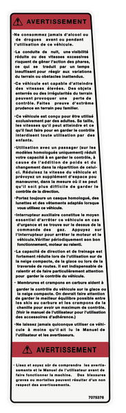 1998 Polaris 600 XC Avertissement Decal