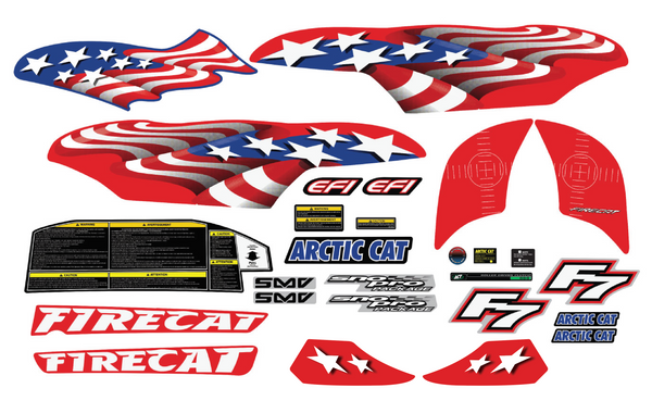 2003 Arctic Cat Firecat Red Decal Kit Patriot Edition
