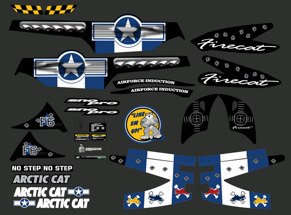 2004 Arctic Cat Firecat F6 Fighter Pilot Edition Decal Kit (Black Edition)