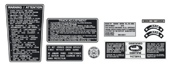 1980 Yamaha SS 440 Warning Decals