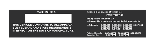 Polaris 1980 Serial Number Decal