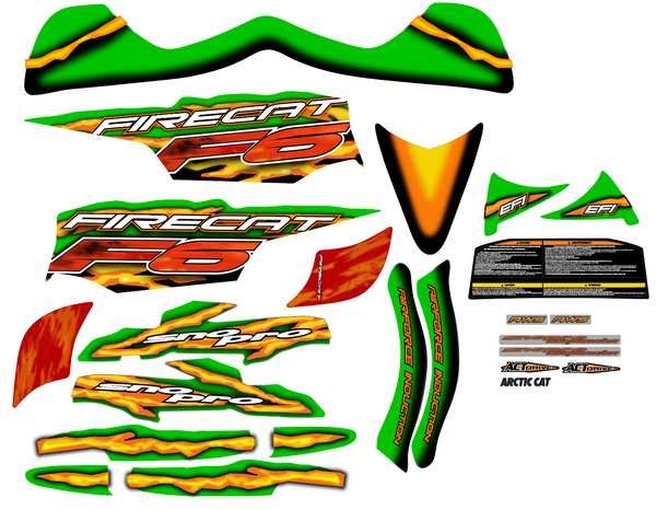 2005 F6 Arctic Cat Firecat EFI Sno Pro Green Decals