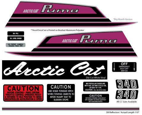 1971 Arctic Cat Puma Big Mouth Decal Kit