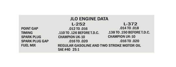 1966 Polaris Mustang Engine Data Decal