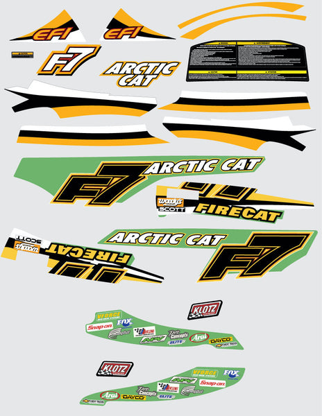 2003 Arctic Cat F7 Green Version Decal Kit