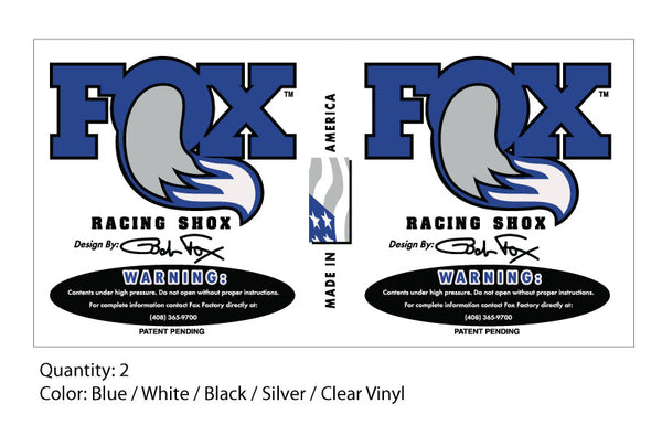 FOX Racing Shox (Blue Logo) Decals