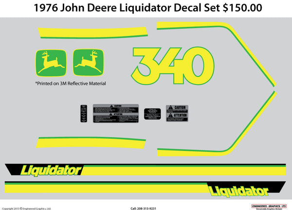1976 John Deere Liquidator Decal Set
