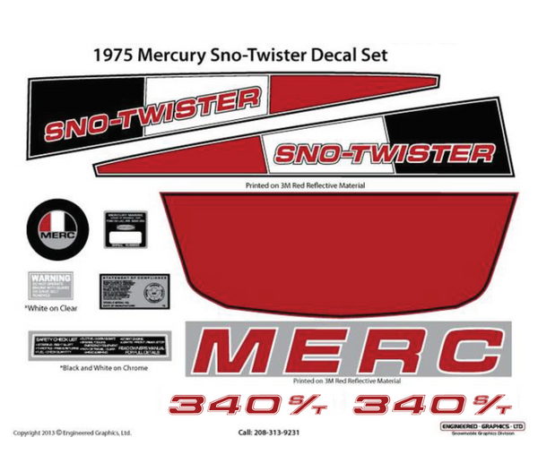1975 Mercury Sno Twister Decal Set