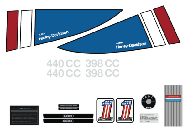 1973 Harley Davidson Decal Set white hood