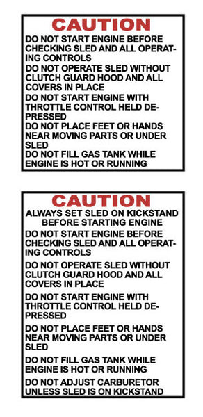 AMF Ski Daddler Engine Caution Decals