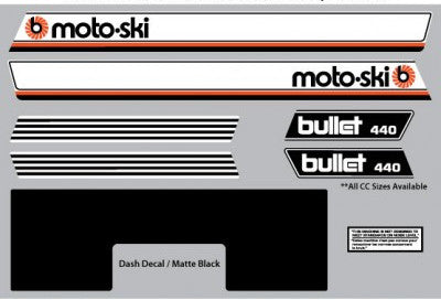 1972 Moto-Ski Bullet Decal Set