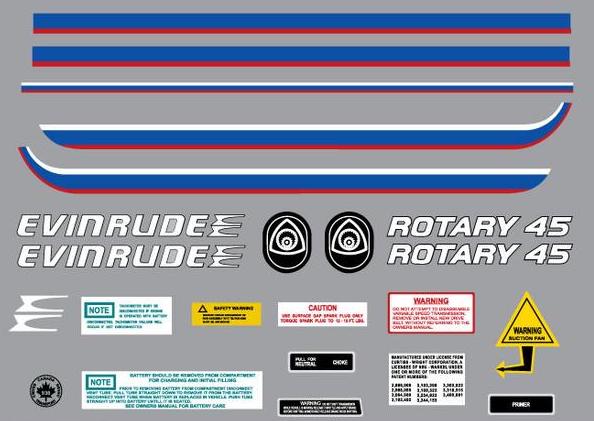 1975-76 Evinrude Rotary 45 Decal Kit
