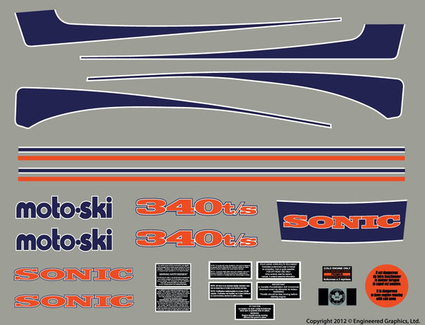 1976 Moto-Ski Sonic Decal Set