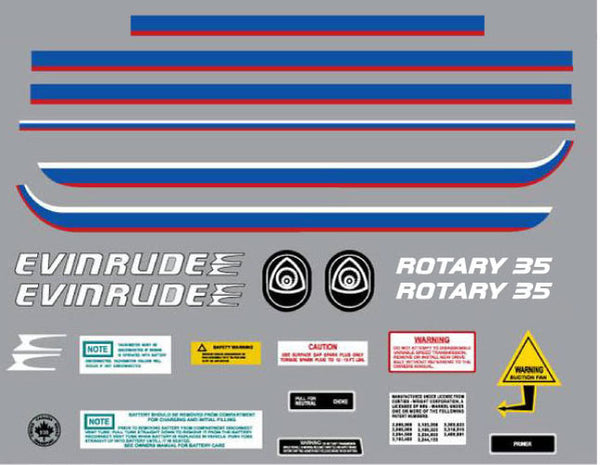 1975-76 Evinrude Rotary 35 Decal Kit